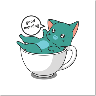 Funny Cat in The Cup Posters and Art